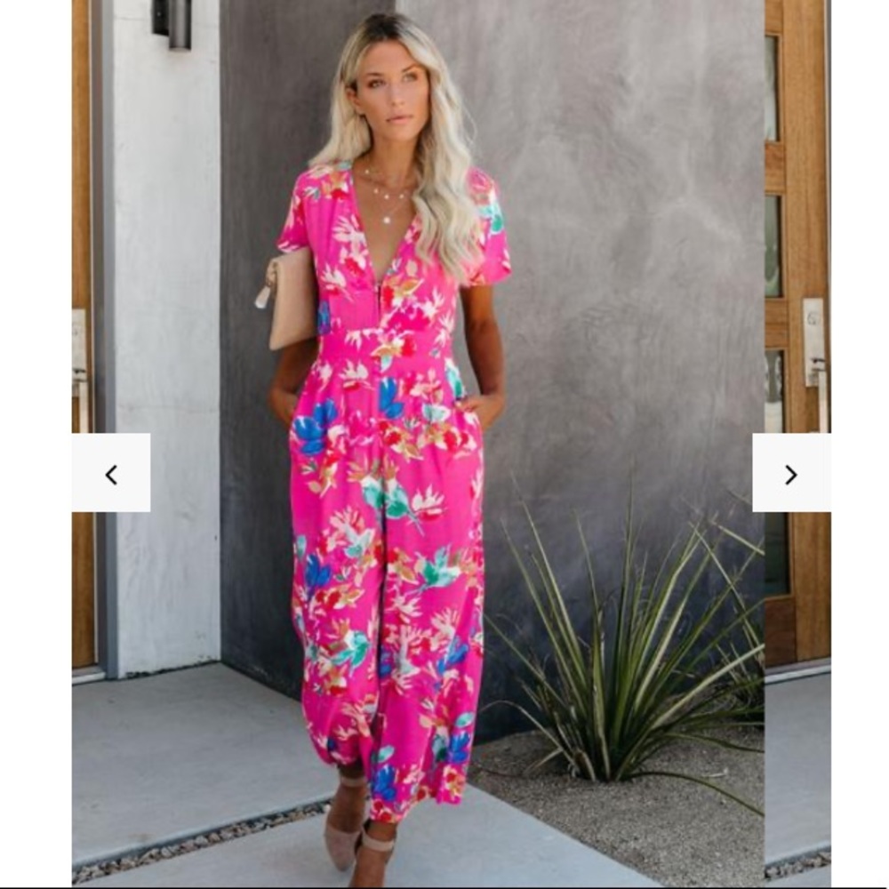 FLORAL POCKETED TIE JUMPSUIT